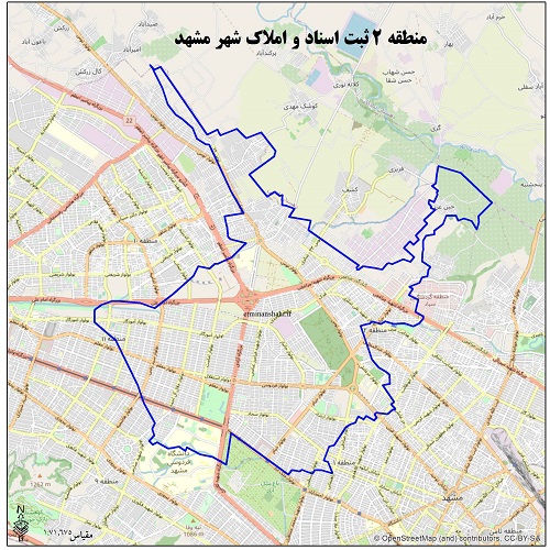 نقشه منطقه 2 ثبت اسناد واملاک مشهد